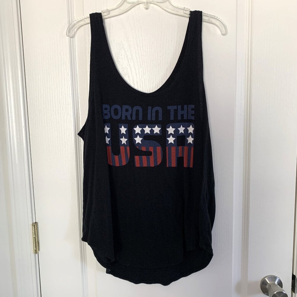 Signorelli Born In The USA Tank Top Scoop Neck Sleeveless Black Size XL